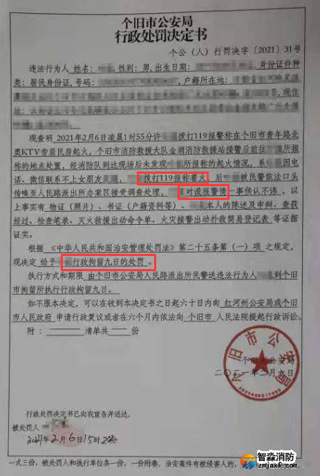 謊報(bào)119 惡意報(bào)火警，行政拘留9日